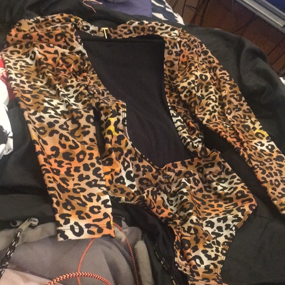 (3X) Cynthia Rowley Bodysuit/bathingsuit animal print long sleeves stretch - Picture 3 of 10